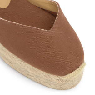 Alpargata de cuña 8 cm en lona de algodón con lazo al tobillo