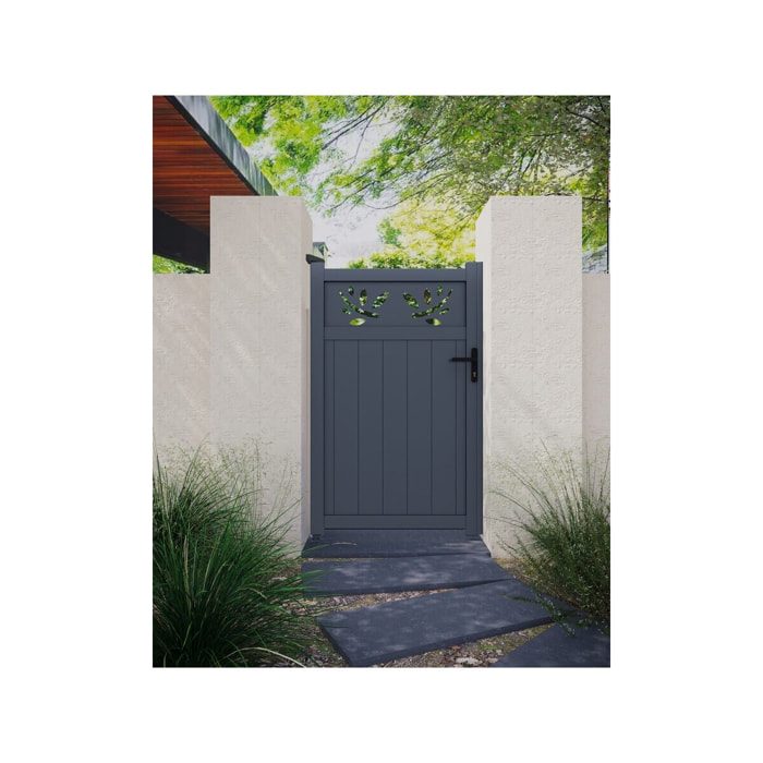 Portillon aluminium avec décor "Matheo" - 100 x 180 cm  - Gris