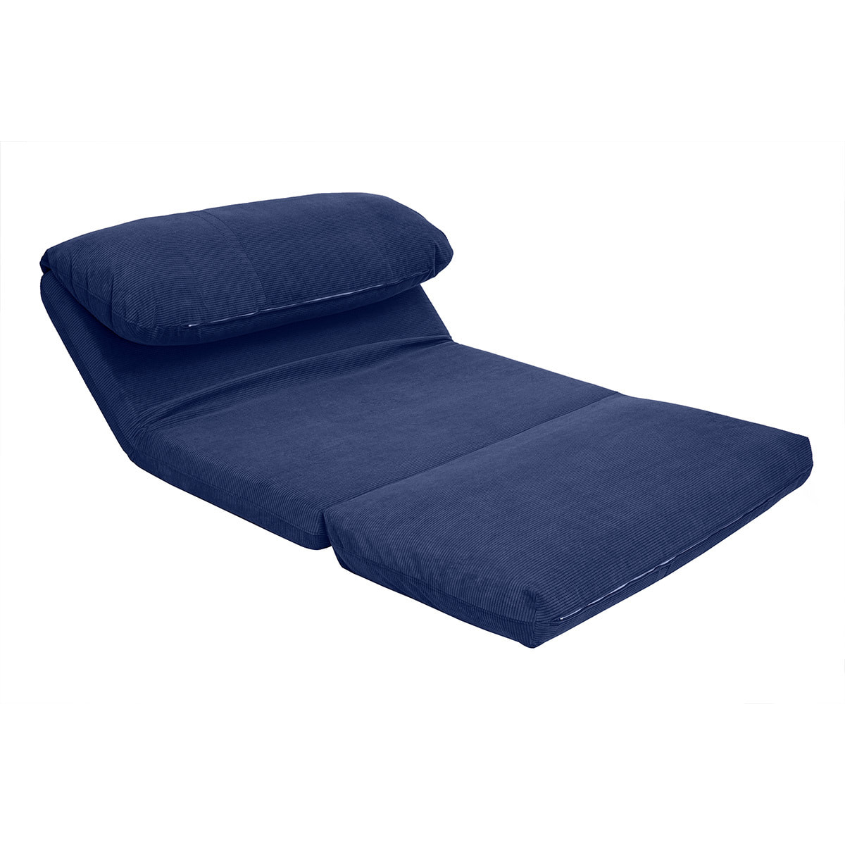 Chauffeuse convertible 2 places en tissu velours côtelé bleu foncé SPENCER