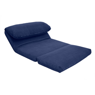 Chauffeuse convertible 2 places en tissu velours côtelé bleu foncé SPENCER