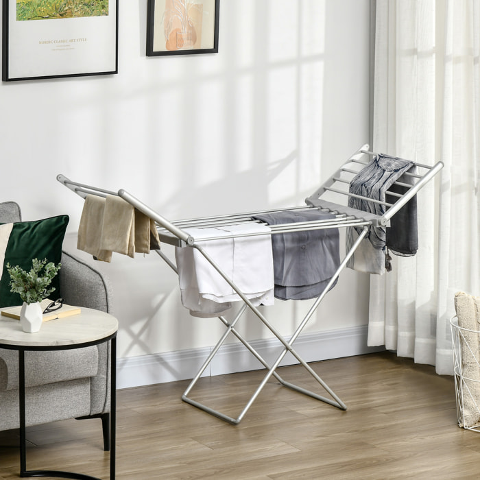 Séchoir étendoir à linge électrique chauffant pliable 2 ailes repliables 230W 45-55°C aluminium