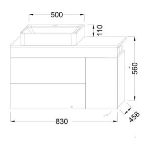 Meuble vasque à poser à gauche 83 cm Sully blanc et chêne