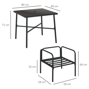 Ensemble salon de jardin 4 places 5 pièces - table à manger, 4 chaises, 4 coussins