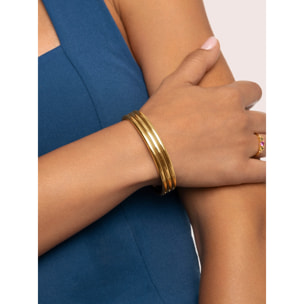 Brazalete Maxi Line Acero Baño Oro