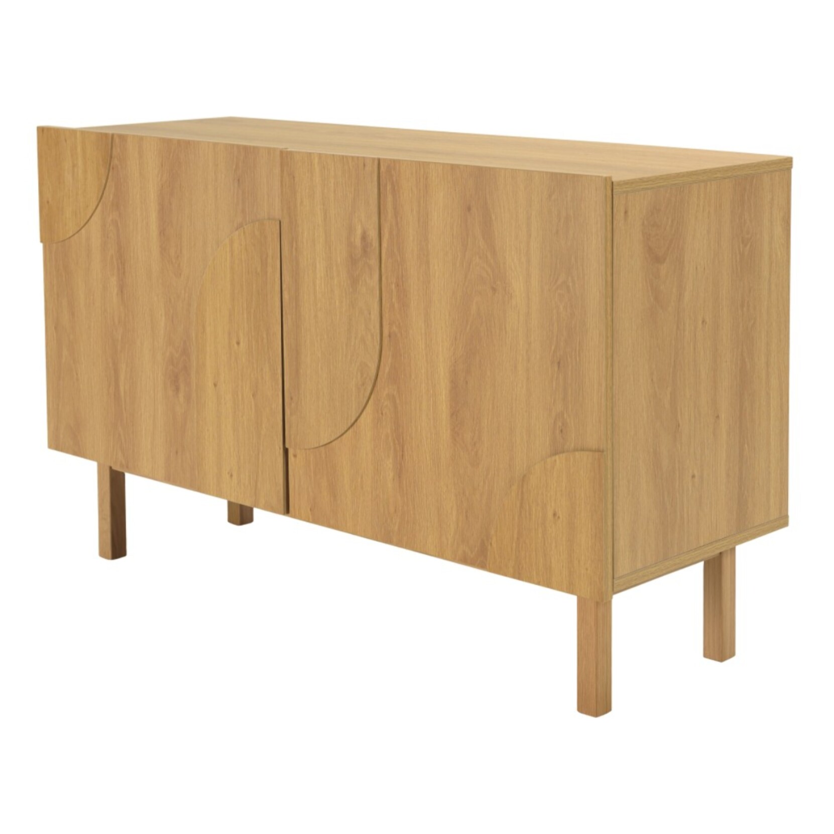 ETHAN - Buffet couleur naturelle 2 portes décor motif arrondi