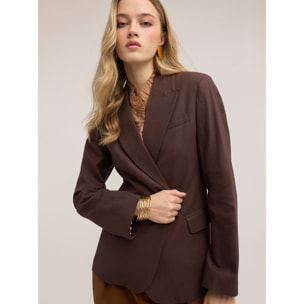Motivi - Blazer in misto lino - Marrone