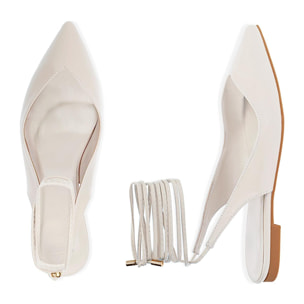 Ballerine slingback lace-up bianche