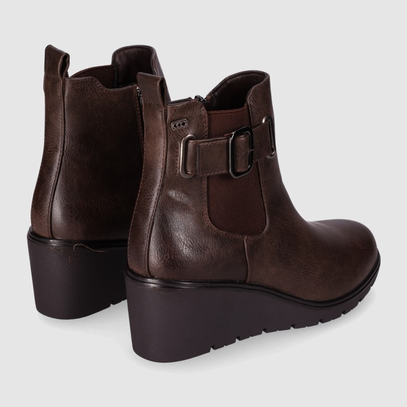 Botines de Piel Sintética - Marron - Tacón: 6 cm