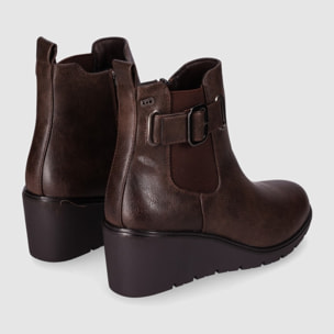 Botines de Piel Sintética - Marron - Tacón: 6 cm