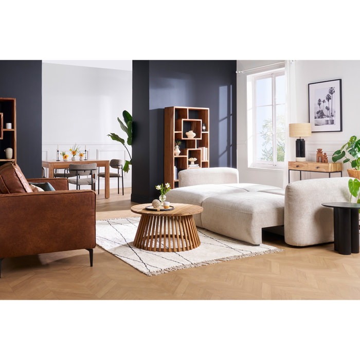 Canapé convertible avec coffre 4 places en tissu velours chenille beige CRUSH