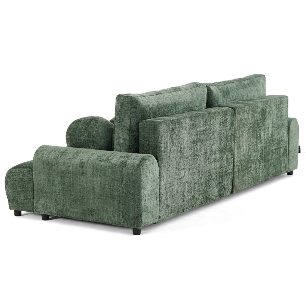 Nelly - canapé d'angle gauche 4 places convertible avec coffre en velours texturé - Vert