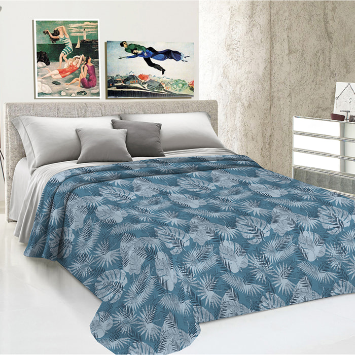 Copriletto di cotone tropical ottanio 100% cotone