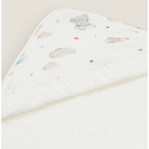 Toalla de baño con capucha elefantes Sielu color blanco Algodón