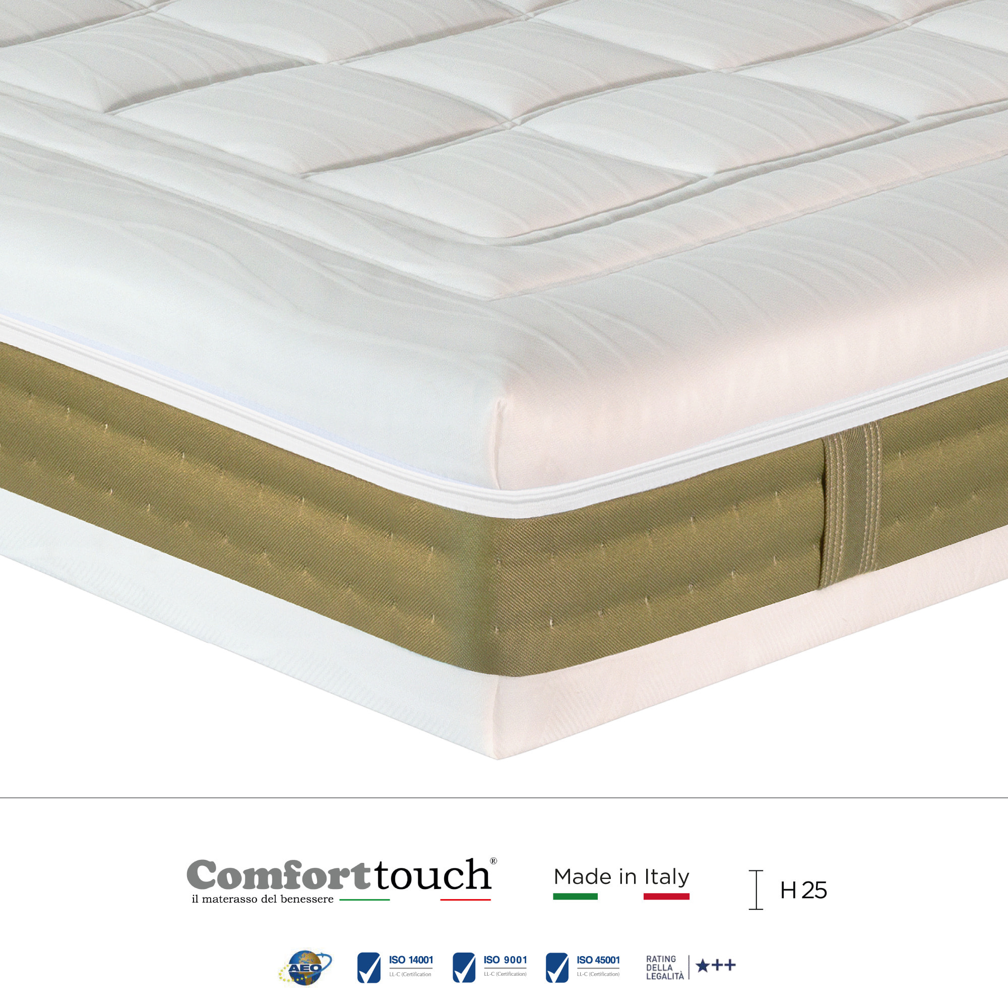 "Star" H25 cm 80x190 guanciale Memory OMAGGIO 5 strati in FOAM arrotolato