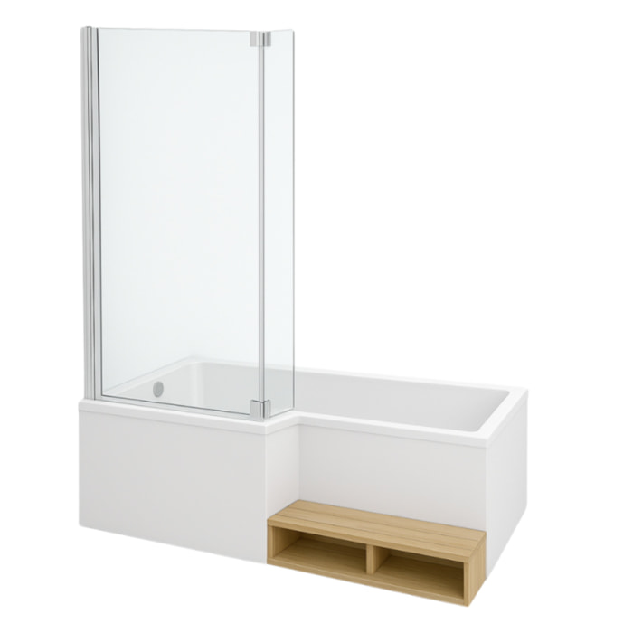 Baignoire bain douche Neo + pare bain + tablier + étagère
