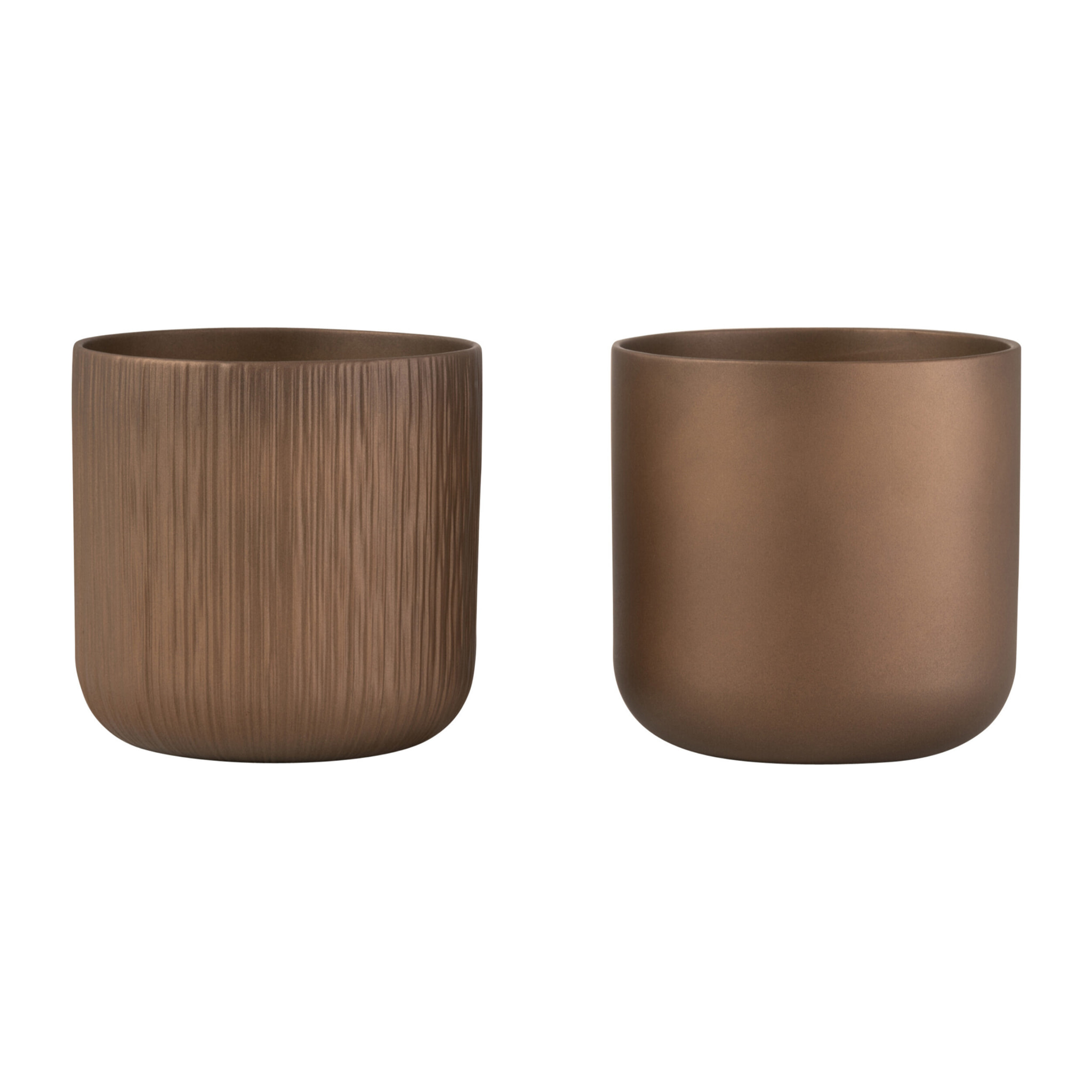 J-Line cache-pot Gen - céramique - or/cuivre - XL - 2 pièces - Ø 21 cm
