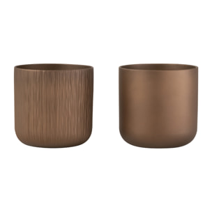 J-Line cache-pot Gen - céramique - or/cuivre - XL - 2 pièces - Ø 21 cm