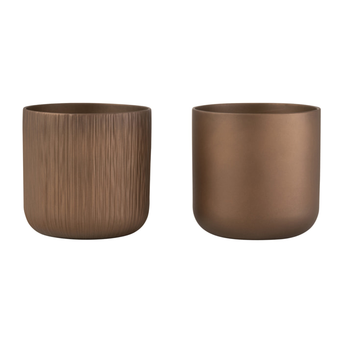 J-Line cache-pot Gen - céramique - or/cuivre - XL - 2 pièces - Ø 21 cm