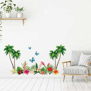 Stickers muraux | Sticker Mural Autocollant - FLEURS PARADIS TROPICAL - adhésifs fond transparent