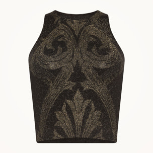 Top senza maniche Metallic Jacquard Crop Top