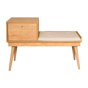 Panca Asolo, Panchina multiuso, Seduta per ospiti, Cassapanca multifunzione, 40x105h45 cm, Quercia e Crema