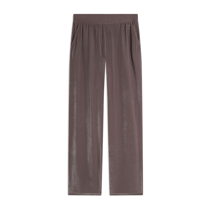 Pantaloni wide leg comfort da donna in tessuto lurex
