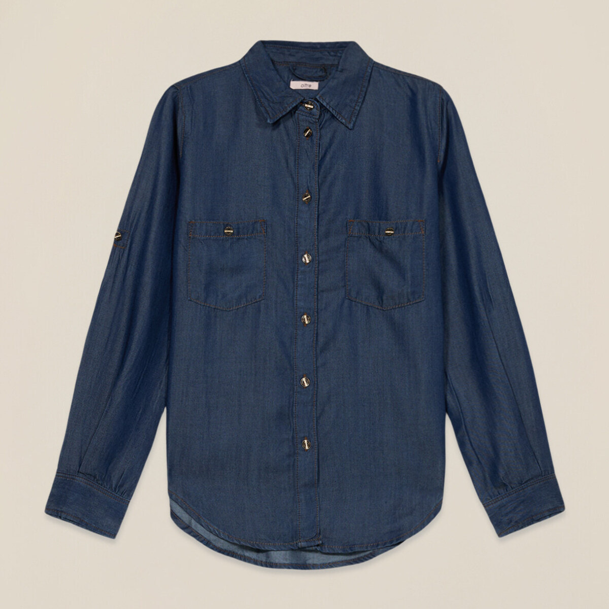 Oltre - Camisa de tencel efecto denim - Azul