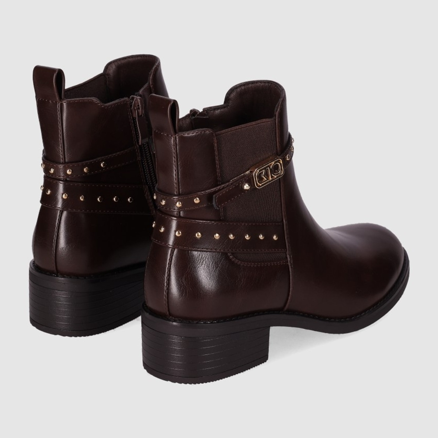 Botines de Piel Sintética - Marron/Dk.Brown - Tacón: 5 cm