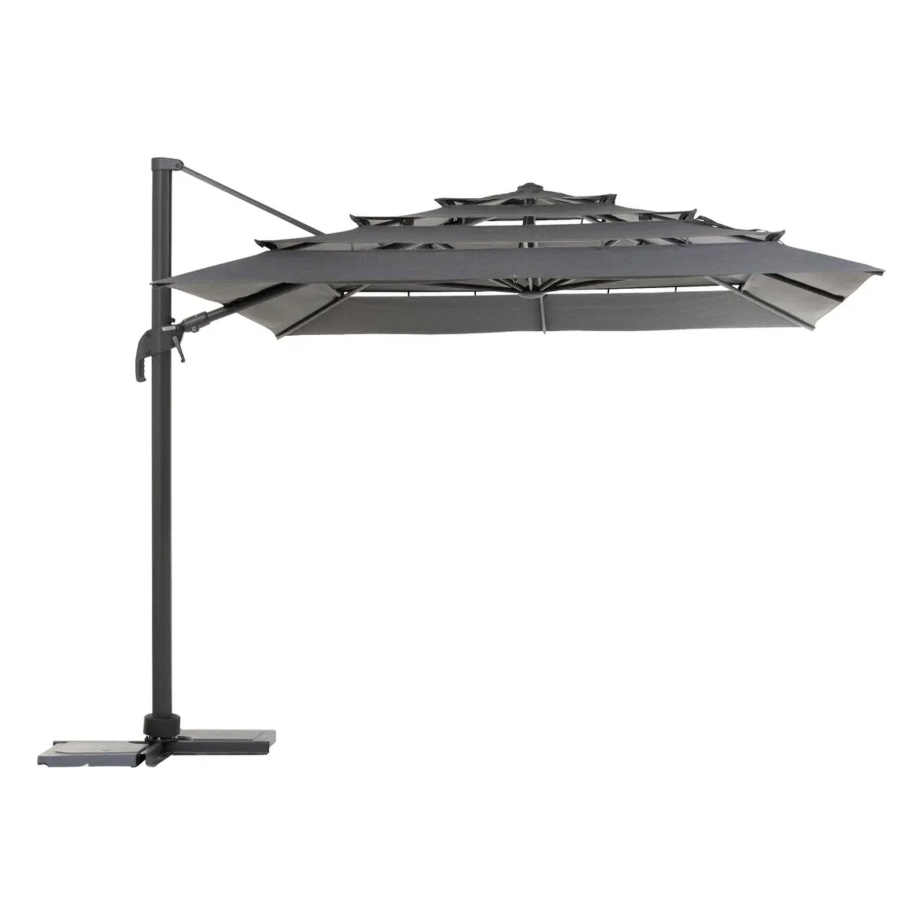 Parasol déporté rectangulaire multi-toile "Melhia" anthracite 4x3m