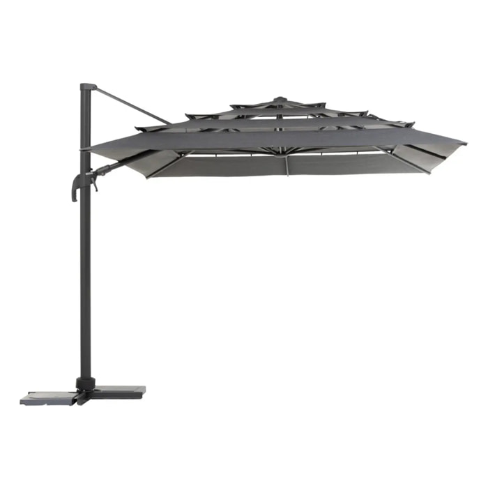 Parasol déporté rectangulaire multi-toile "Melhia" anthracite 4x3m