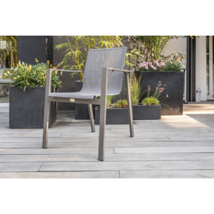 ZAHARA - Lot de 2 fauteuils de jardin en aluminium et toile plastifiée taupe