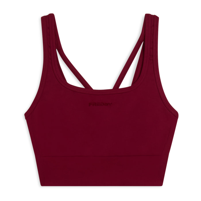 Top sportivo seamless supporto medio con inserti a costine