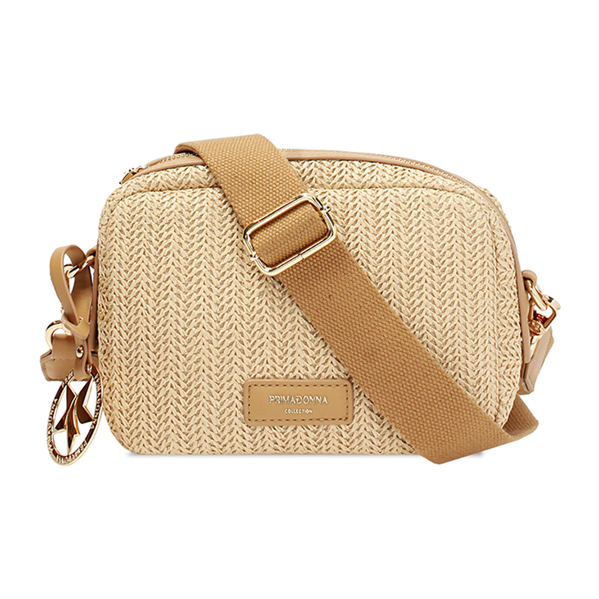 Mini bag donna beige in raffia