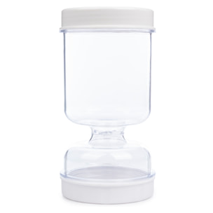 Recipiente para encurtidos de 800ml con tapa sellada, colador inferior, compartimento para tenedor plegable y diseño transparente para controlar la frescura.