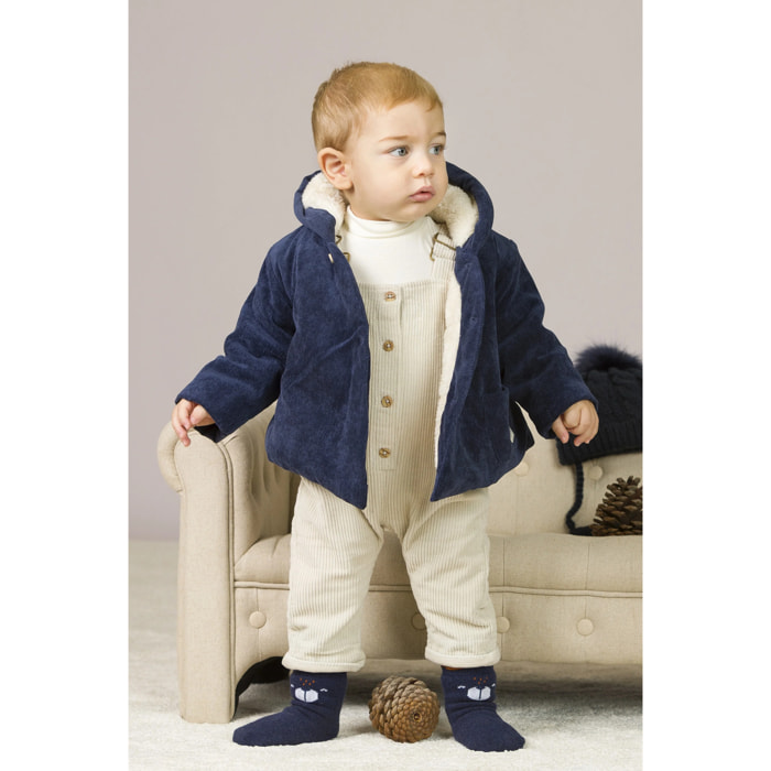 Cappotto Neonato Blu Con Fodera In Pile