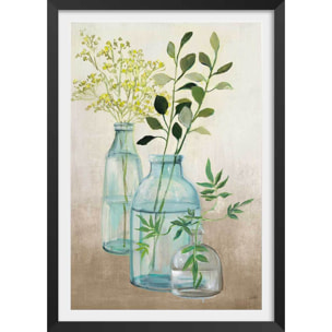 Poster Fleurs médicinales Affiche + cadre en bois - Noir