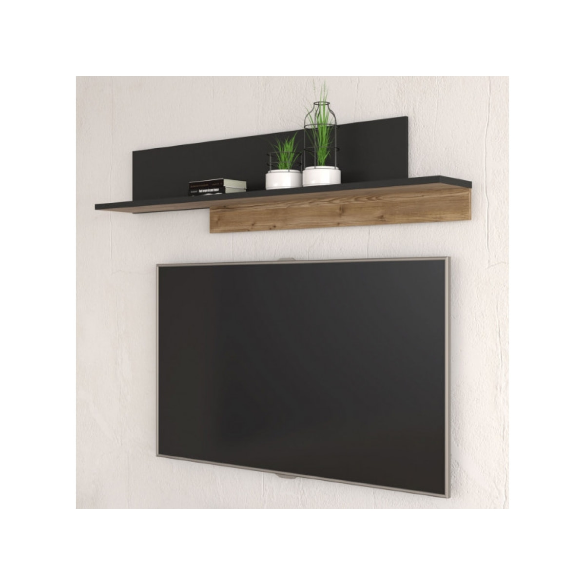 Etagère en bois effet chêne et noir style industriel L154cm - YAL