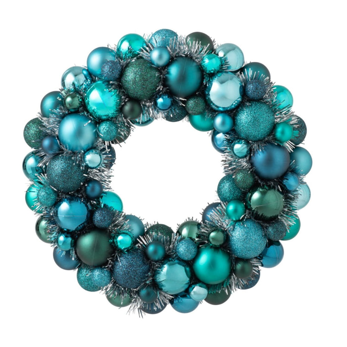 J-Line couronne boules de Noël - PS - bleu/vert foncé