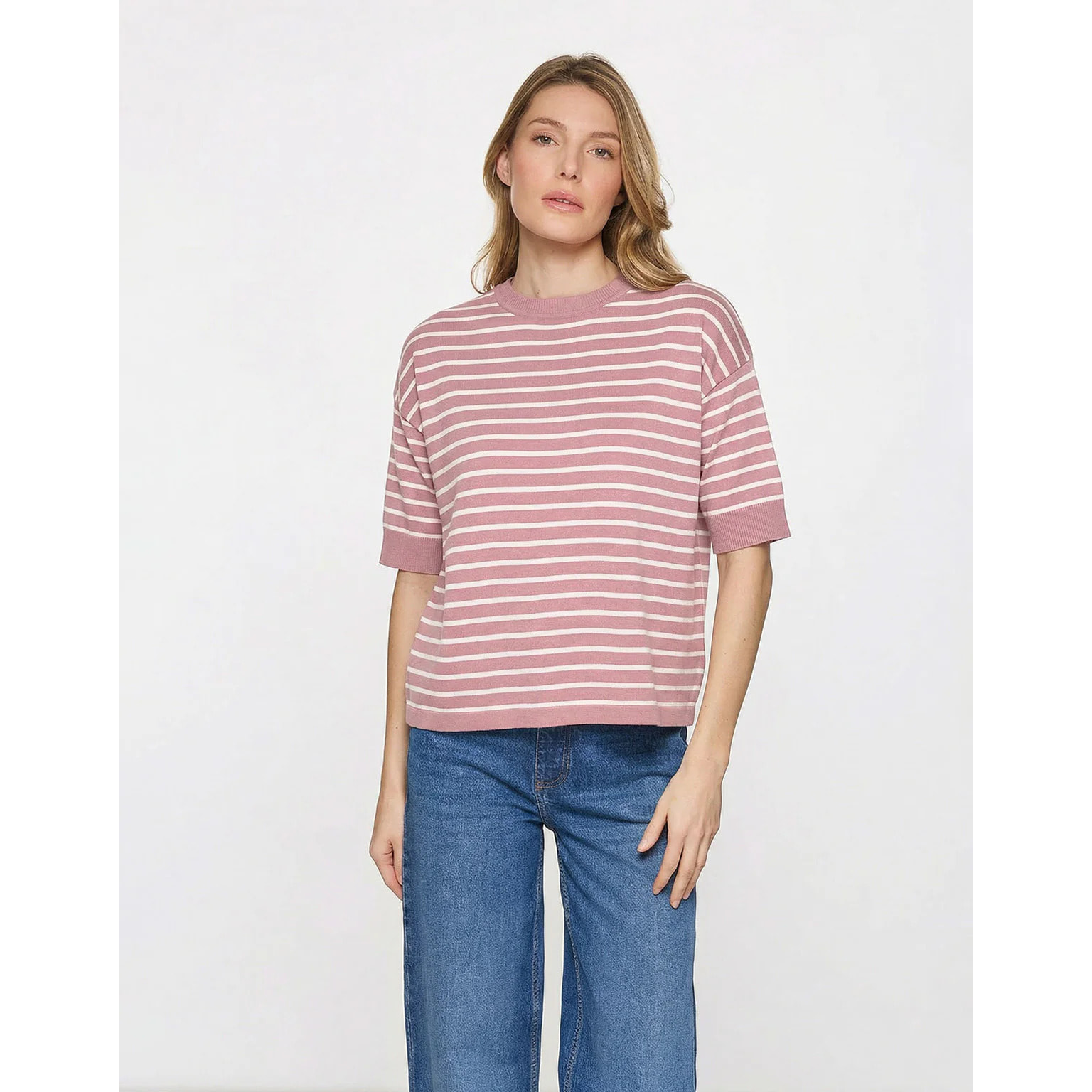 Camiseta de Punto a Rayas Rosa - Gratera