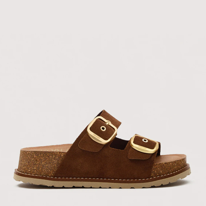 Sandalia Bio Piel Chocolate con Cuña - Sintran