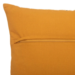 Coussin "Linah" - motifs brodés - coton - jaune ocre - 55x55 cm