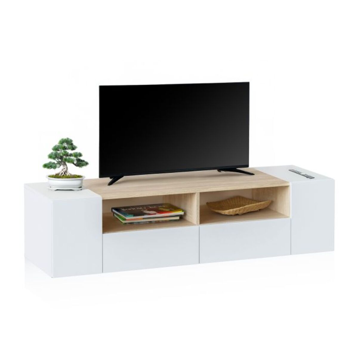 Módulo de TV Nima Blanco Artik (Blanco Mate) - Roble Canadian