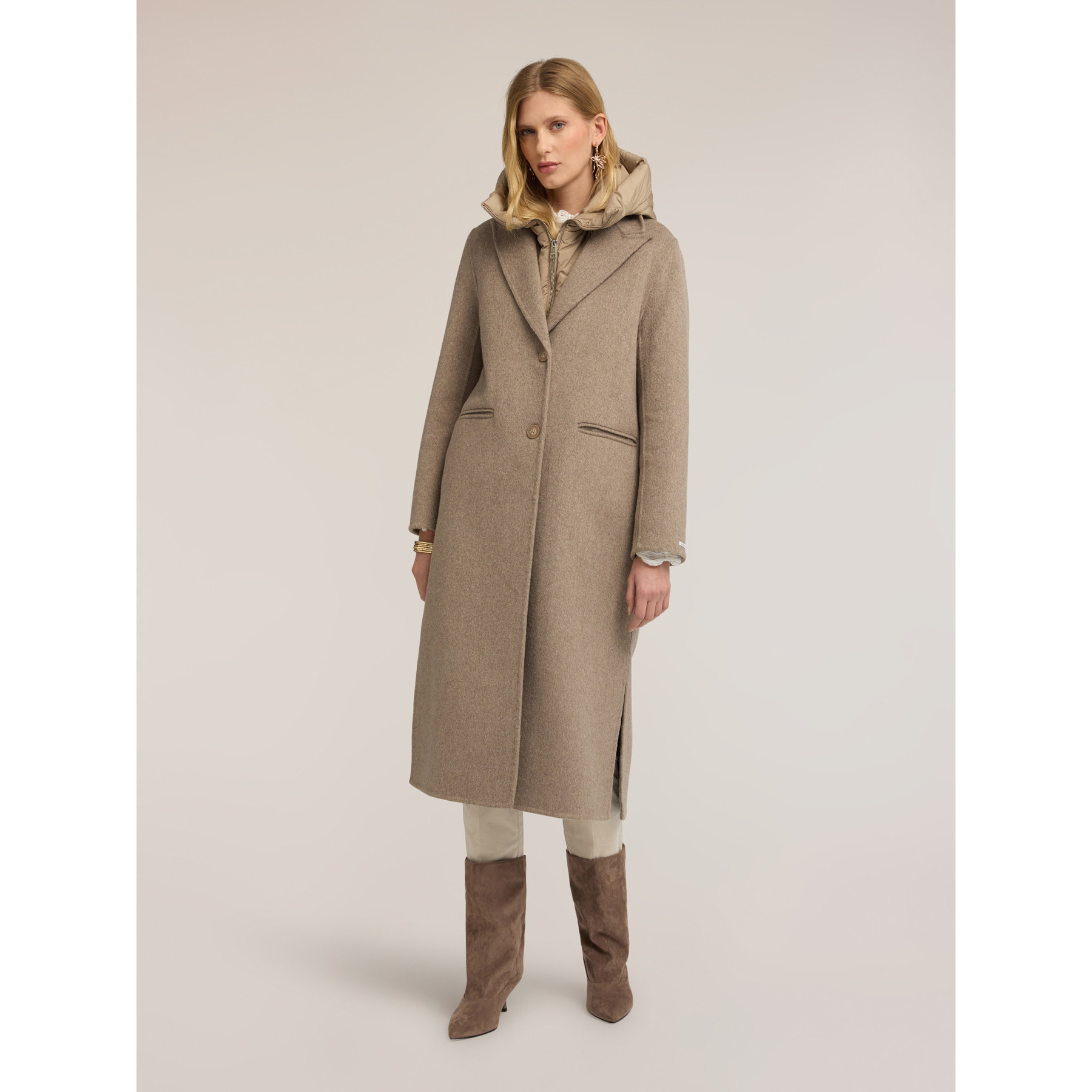 Motivi - Cappotto misto lana con cappuccio staccabile - Beige