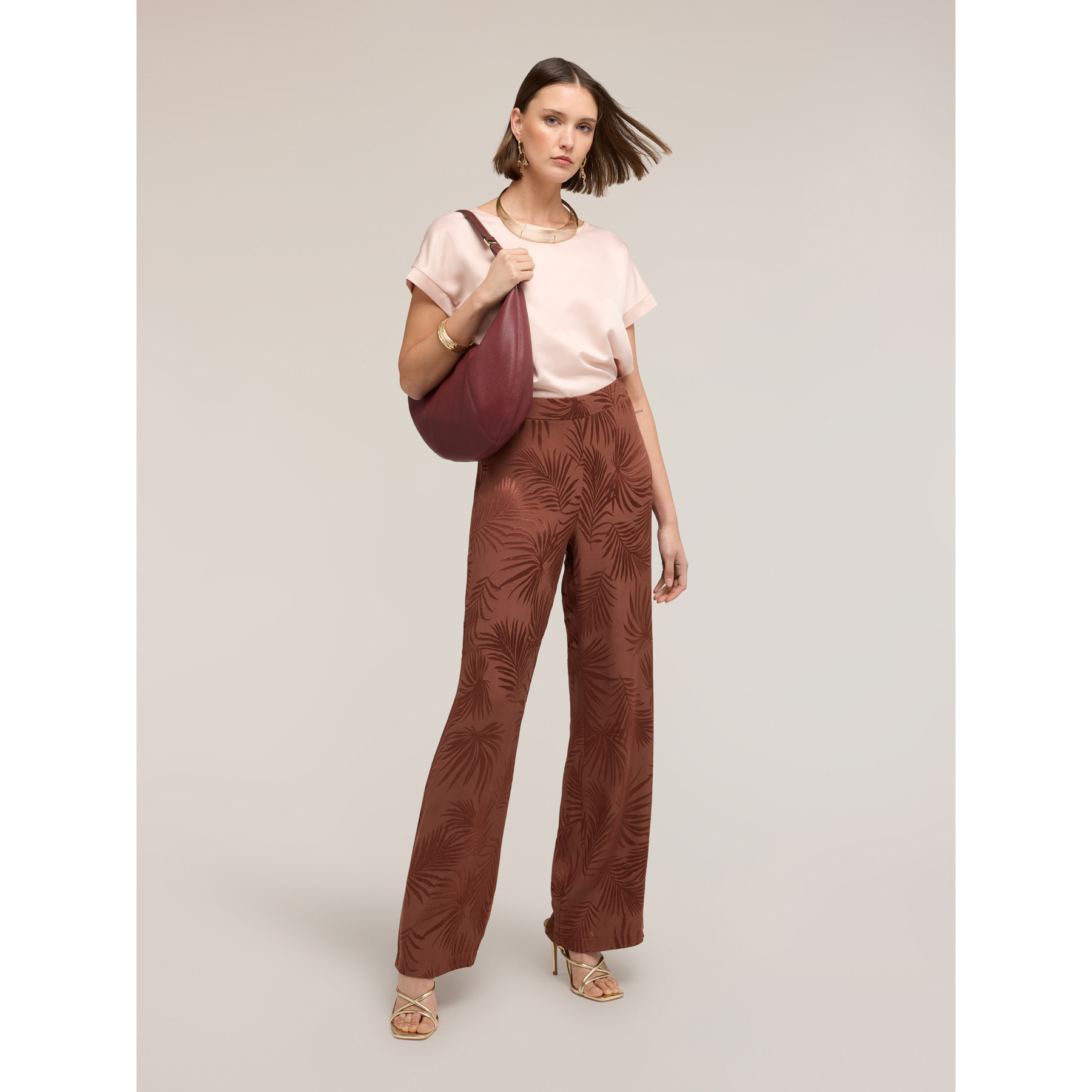 Motivi - T-shirt bimaterica misto cotone - Rosa cipria