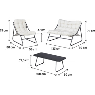 Salon de jardin en métal avec coussins "Aria" - 4 places - Beige