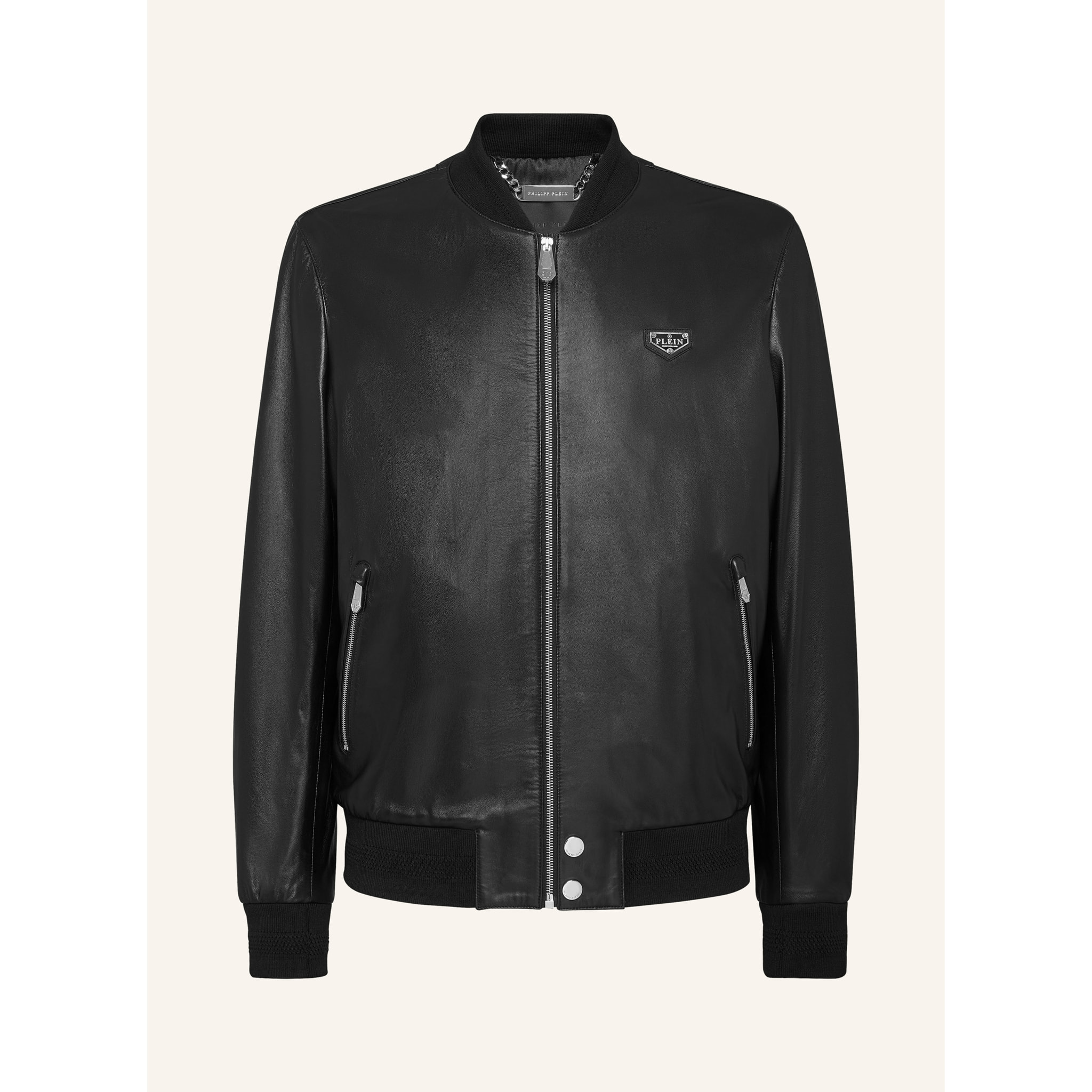 PHILIPP PLEIN Bomber de cuero ICONIC PLEIN