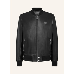 PHILIPP PLEIN Bomber de cuero ICONIC PLEIN