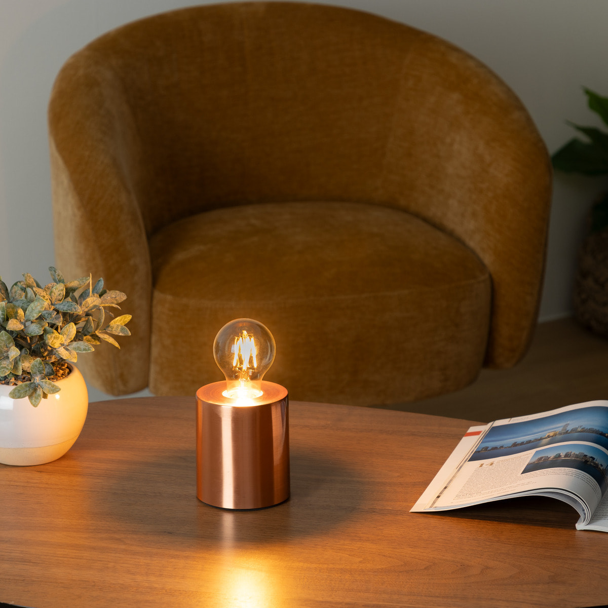 Lampe socle "Saba" cuivre H11cm