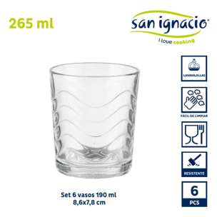 Set 6 vasos 265ml ondas sella colección vivalto