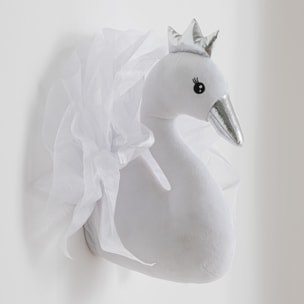 J-Line Cygne Decoration Murale Peluche Blanc/Argent